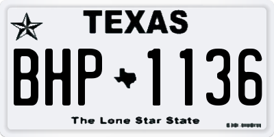 TX license plate BHP1136