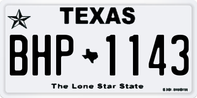 TX license plate BHP1143