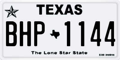 TX license plate BHP1144