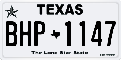 TX license plate BHP1147