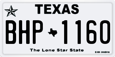 TX license plate BHP1160