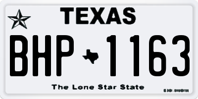 TX license plate BHP1163