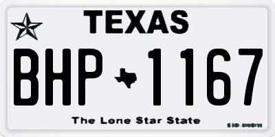 TX license plate BHP1167