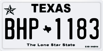 TX license plate BHP1183