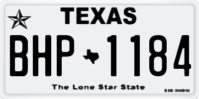 TX license plate BHP1184