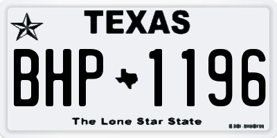 TX license plate BHP1196