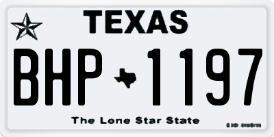 TX license plate BHP1197