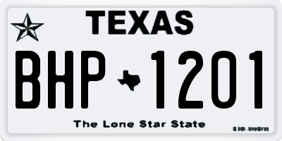 TX license plate BHP1201