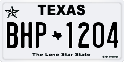 TX license plate BHP1204