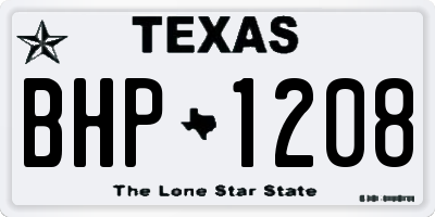 TX license plate BHP1208