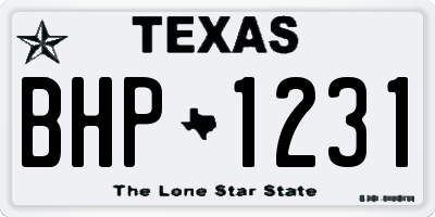 TX license plate BHP1231