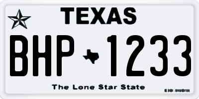 TX license plate BHP1233
