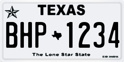 TX license plate BHP1234