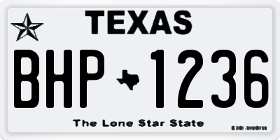 TX license plate BHP1236
