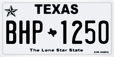 TX license plate BHP1250