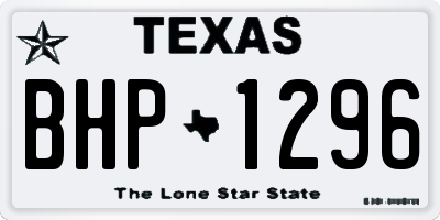 TX license plate BHP1296