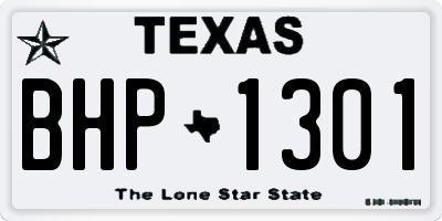 TX license plate BHP1301