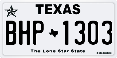 TX license plate BHP1303