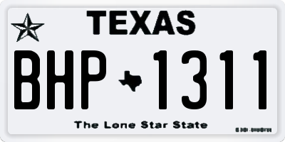 TX license plate BHP1311