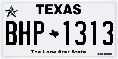 TX license plate BHP1313
