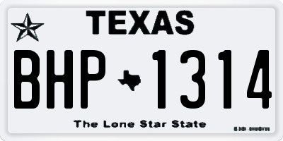 TX license plate BHP1314