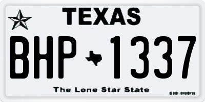 TX license plate BHP1337