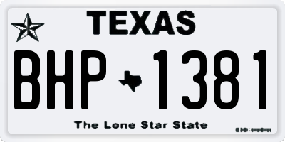 TX license plate BHP1381