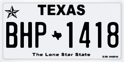 TX license plate BHP1418