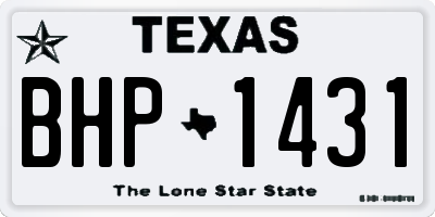 TX license plate BHP1431
