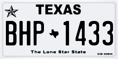TX license plate BHP1433