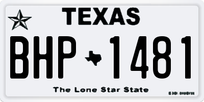 TX license plate BHP1481