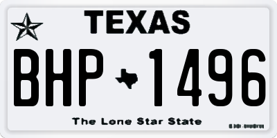 TX license plate BHP1496