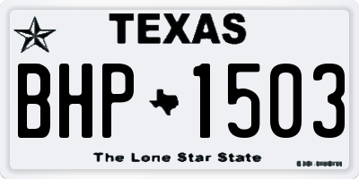 TX license plate BHP1503