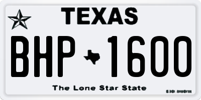 TX license plate BHP1600