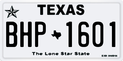 TX license plate BHP1601