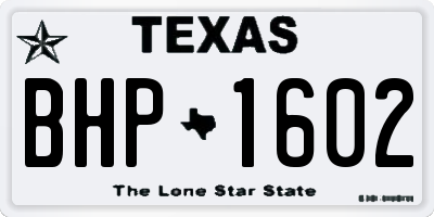 TX license plate BHP1602