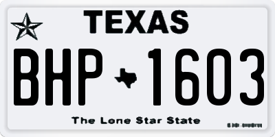 TX license plate BHP1603