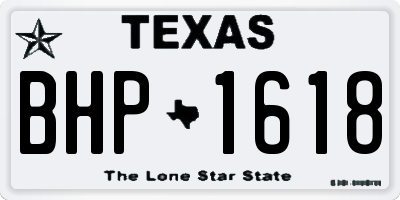 TX license plate BHP1618