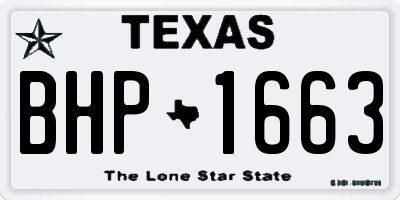 TX license plate BHP1663
