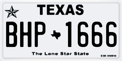 TX license plate BHP1666