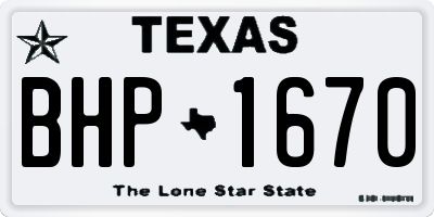TX license plate BHP1670