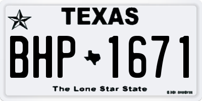 TX license plate BHP1671