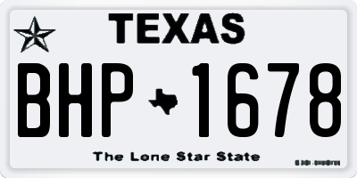 TX license plate BHP1678