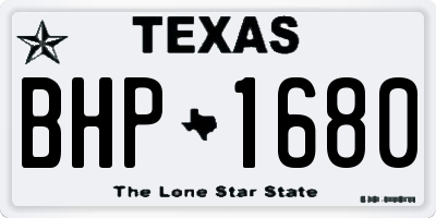 TX license plate BHP1680
