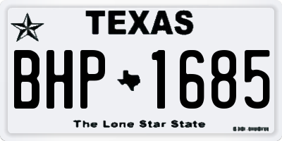 TX license plate BHP1685
