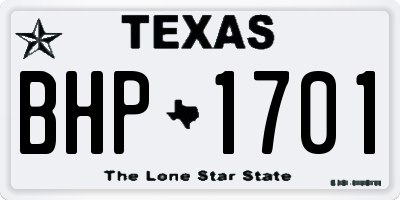 TX license plate BHP1701