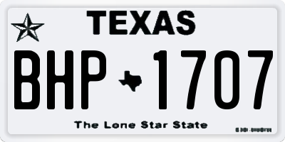 TX license plate BHP1707