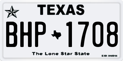 TX license plate BHP1708