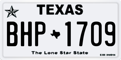 TX license plate BHP1709