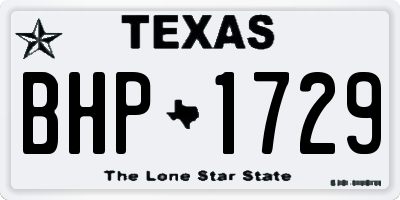 TX license plate BHP1729